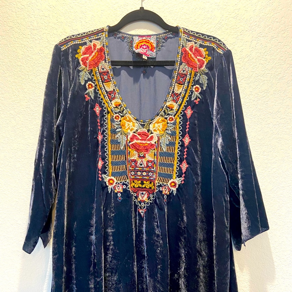 Velvet Embroidered Johnny Was tunic top